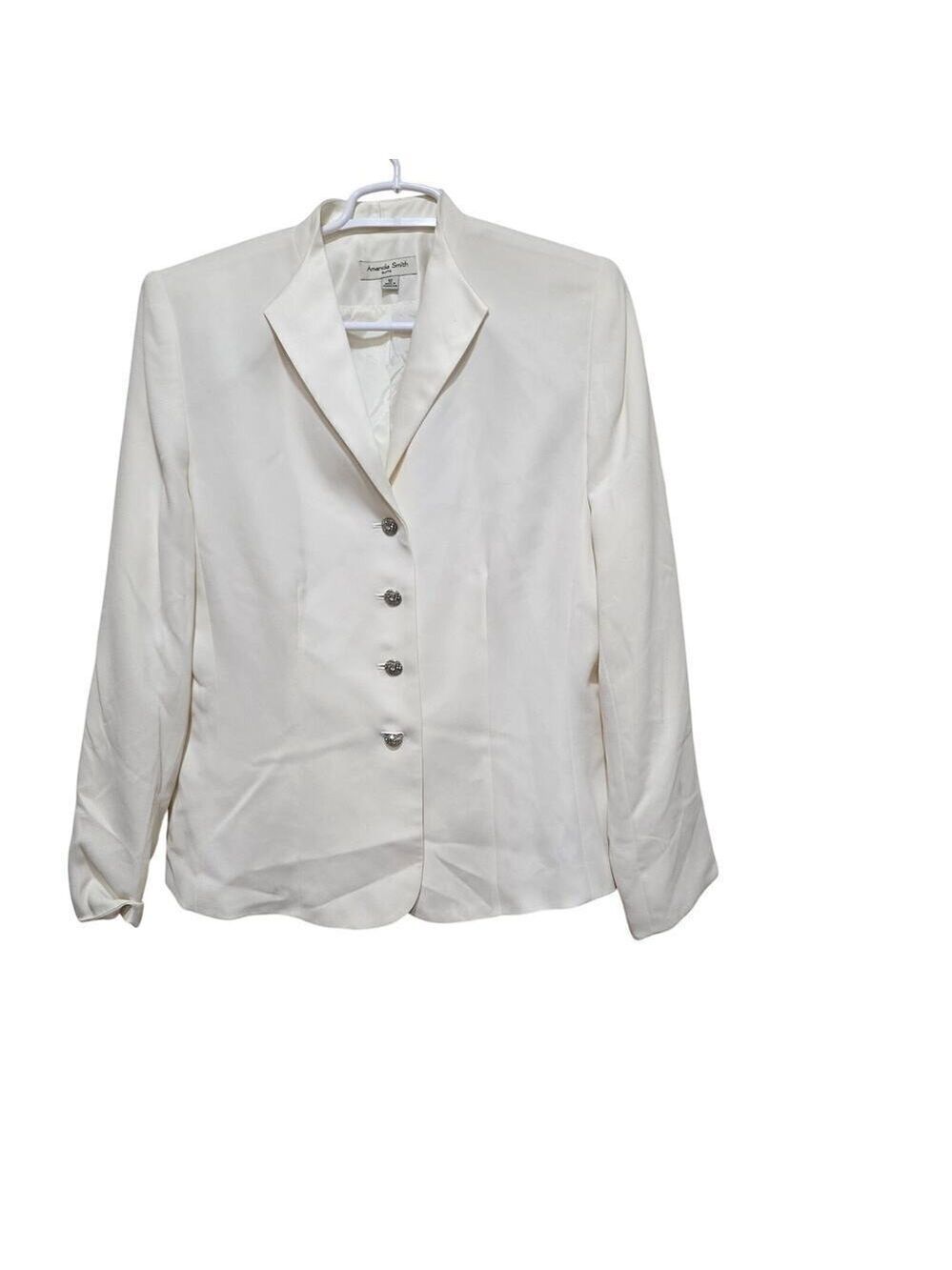 Amanda Smith Cream Blazer Size 12 Button Front Career Jacket